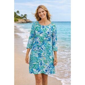 Lilly Pulitzer Sophie Dress in a Pinch Boat Neck Shift Dress XS Button coastal